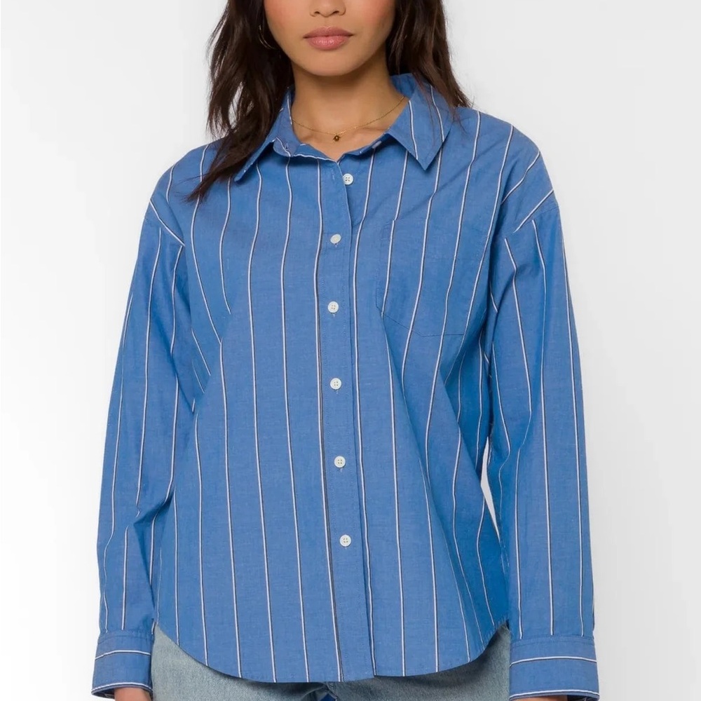 Velvet Heart Blue and White Striped Shirt